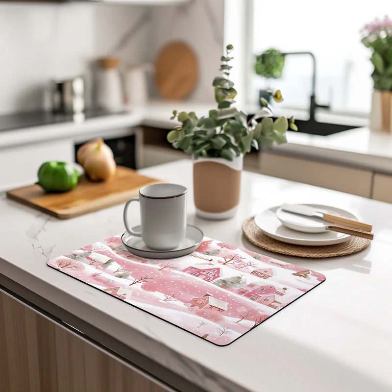 Axyaa Christmas Kitchen Draining Mat: Quick Dry, Super Absorbent, Antiskid