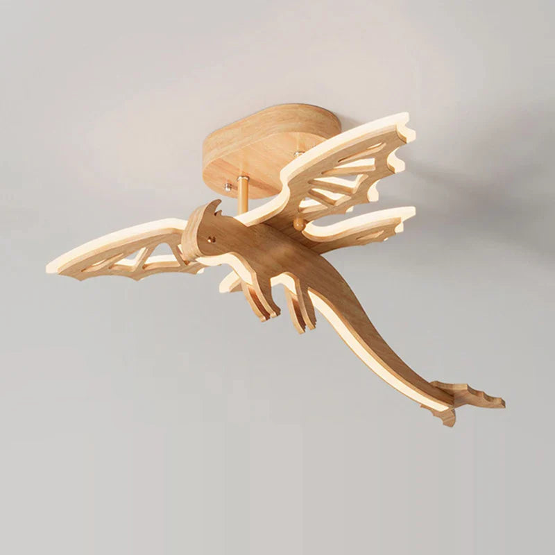Axyaa Wood Dragon Nursery LED Ceiling Light for Kids' Room