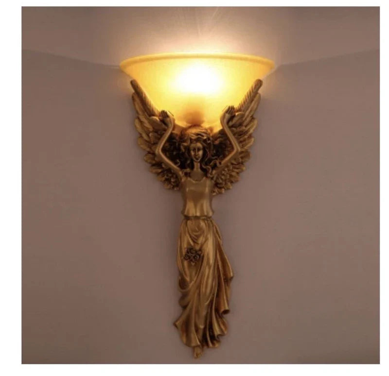 Axya Nordic Retro Angel Wall Lamp Resin Glass Vintage LED Sconces for Living Room