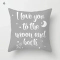 Axyaa Cloud Moon Star Pattern Pillowcase White Grey Letters Printed Home Decor