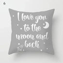 Axyaa Cloud Moon Star Pattern Pillowcase White Grey Letters Printed Home Decor