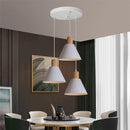 Axyaa 3-Head White Pendant Lights Wood Aluminum Chandelier