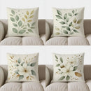 Axyaa Elegant Leaf & Dots Throw Pillow Cover
