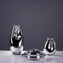 Axyaa Silver Geometric Arc Glass Vase for Home Decor and Flower Arrangements