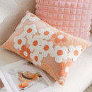Axyaa Floral Embroidered Pillowcase - Green Yellow Cotton Cushion Cover