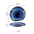 Axyaa Deep Blue Ceramic Irregular Plate Set - Household Dinnerware Tableware Tray