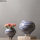Axyaa High Footed Ceramic Vase for Art Flowers, Hydroponics, and Dried Floral Arrangements