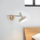 Axyaa LED Wall Sconce Light Rotate Pull Chain Switch Wood Base Bedside Lamp