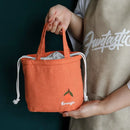 Axyaa Cute Drawstring Fruit Embroidery Lunch Bag for Kids, Thermal Insulated Tote