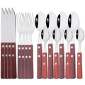Axyaa 16/24Pcs Wood Handle Stainless Steel Cutlery Set - Kitchen Tableware