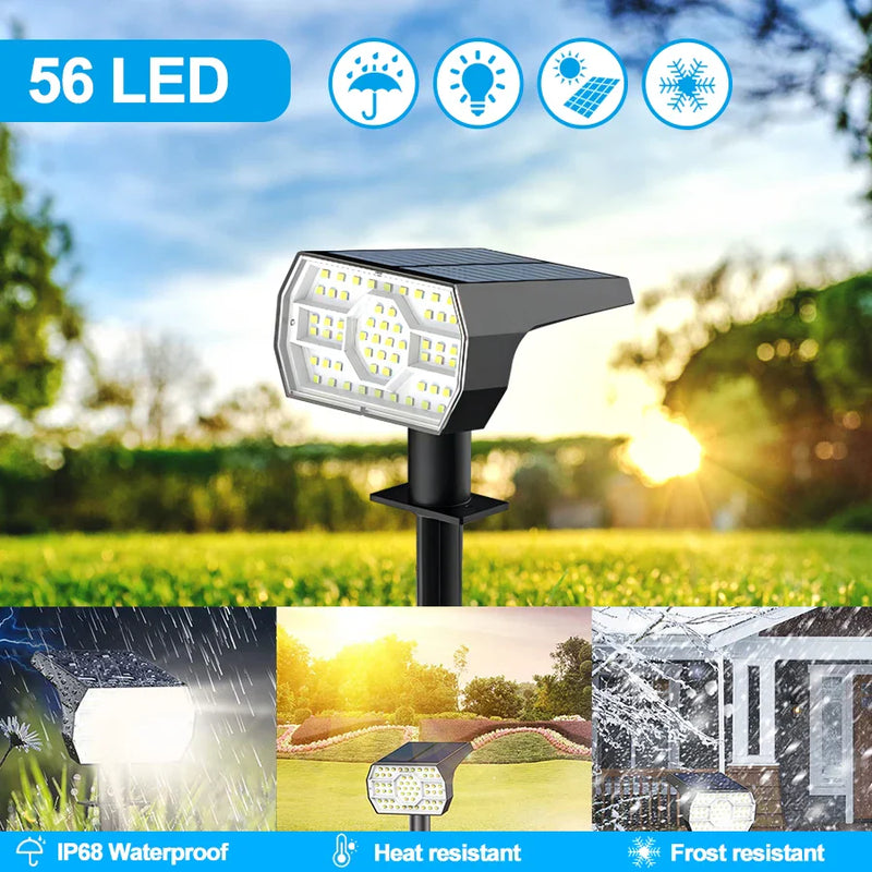 Axyaa Solar Spotlights 48/56 LED 2-in-1 Waterproof Wall Lights for Yard Garden