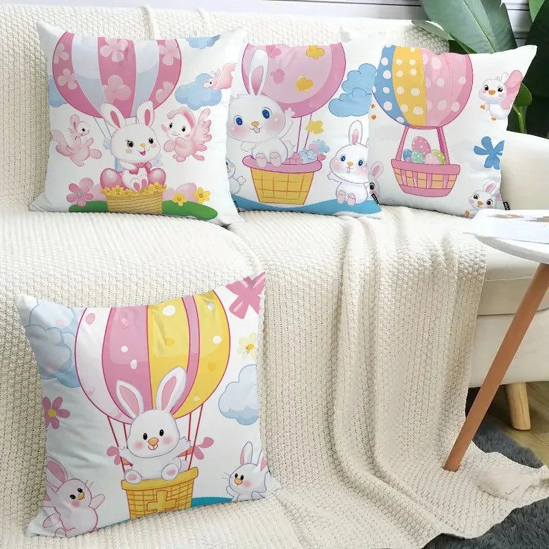 Axyaa Easter Rabbit Pattern Print Pillowcases for Home Decoration