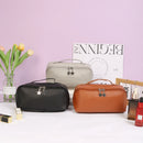 Axyaa Elegant PU Leather Cosmetic Bag: Travel Toiletry Organizer & Makeup Tote