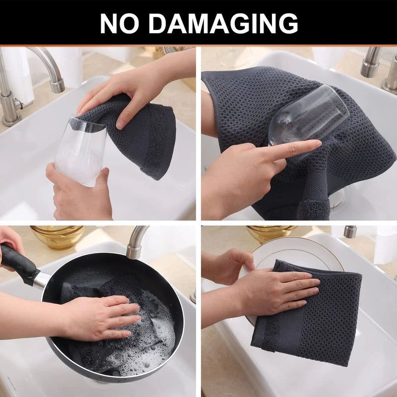 Axyaa Kitchen Cotton Towels: Absorbent Honeycomb Dish Cloths, Reusable & Washable