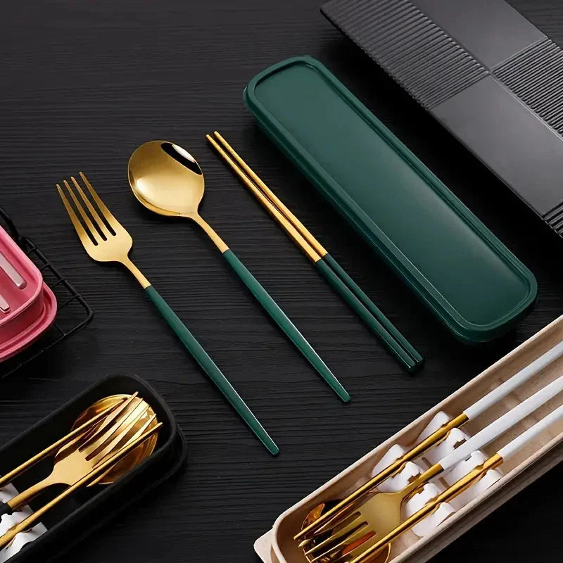 Axyaa Stainless Steel Portable Cutlery Set for Home, Picnics & Students – 3pcs
