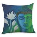 Axyaa Buddha Statue Print Linen Cushion Cover 45X45CM