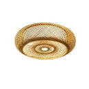 Axyaa Gold Bamboo Rattan Chandelier, Creative Art Ceiling Light Shade for Family Room Decor