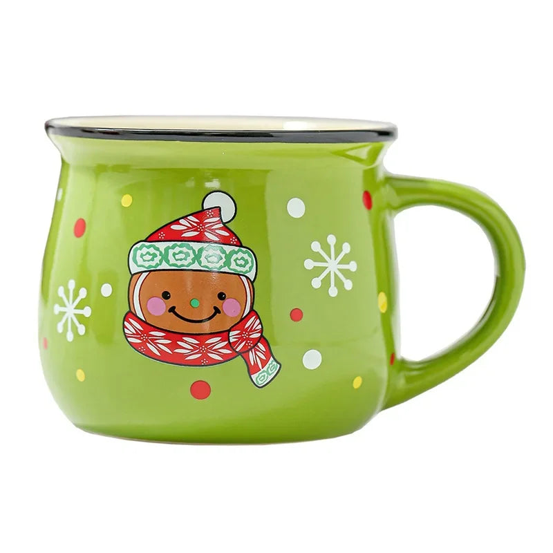 Axyaa Christmas Ceramic Mug with Festive Santa Elk Bear Penguin Print