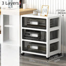 Axyaa 3-6 Tier Storage Cabinet, Large Capacity Organizer, Transparent Black for Living Room