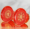 Axyaa Buddha Fruit Tray | Household Red Offering Tray | Flat Bottom Tribute Tray