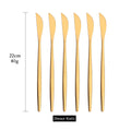 Axyaa Gold Knife Cutlery Set - 6Pcs Stainless Steel Sharp Dinnerware Kitchen Flatware