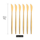 Axyaa Gold Knife Cutlery Set - 6Pcs Stainless Steel Sharp Dinnerware Kitchen Flatware