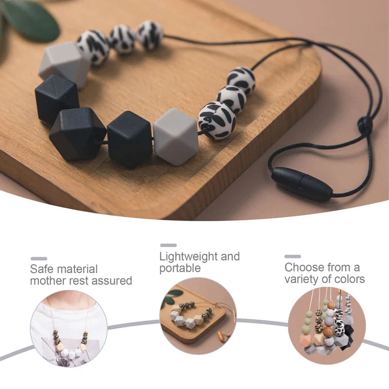 Axya Silicone Teething Beads Necklace for Babies - Food Grade Long Chain