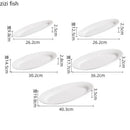 Axyaa White Ceramic Fish Plate - Specialty Sushi Dessert Snack Restaurant Tableware