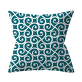 Teal Blue Green Floral Stripe Geometric Pillowcase by Axyaa for Home Decor