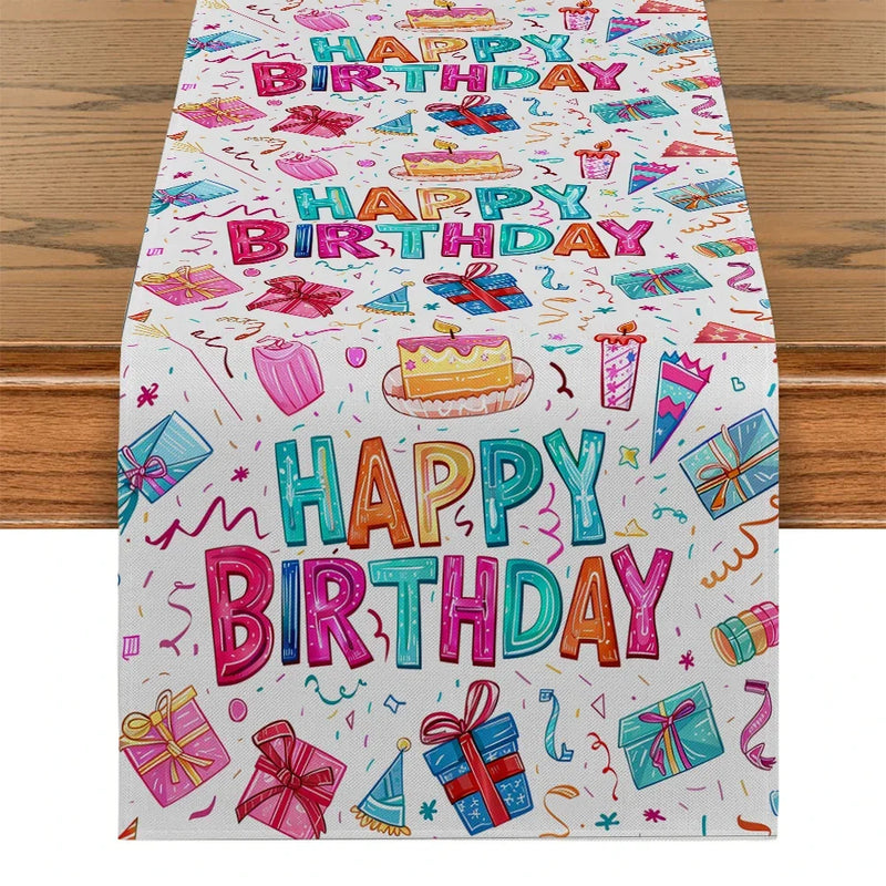 Axyaa Birthday Celebration Table Runner for Family Parties and Kitchen Decor