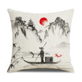 Axyaa New Chinese Style Linen Pillowcase - Ink Landscape Digital Printing