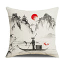 Axyaa New Chinese Style Linen Pillowcase - Ink Landscape Digital Printing