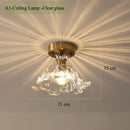 Axyaa Glass Ceiling Light Fixture Metal & Wood Vintage Style Hanging Lamp
