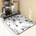 Axyaa Floral Silicone Coasters Set: Non-Slip Kitchen Mats, Flowers Pattern Diatomaceous Earth Placemat
