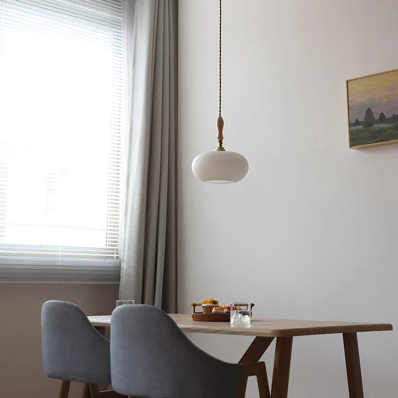 Axyaa White Glass LED Pendant Lights - Modern Nordic Decor Hanging Lamp