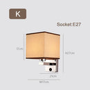 Axyaa Wood Iron LED Wall Lamp with Linen Lampshade for Bedroom and Aisle Lighting