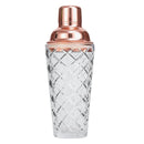 Axyaa Crystal Cocktail Shaker: 17oz Martini Shaker with Metallic Lid & Strainer