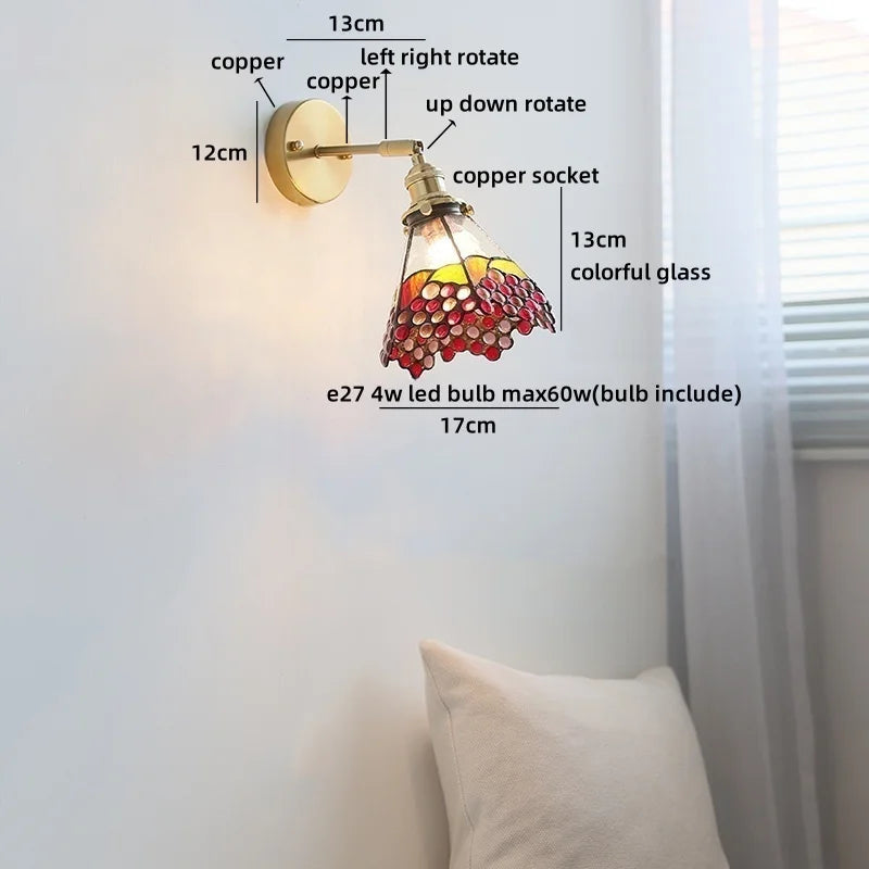 Axyaa Clear Glass Copper Arm LED Wall Sconce Wandlamp
