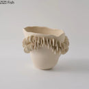 Axyaa Ceramic Wreath Edge Vase for Floral Arrangement and Room Decoration