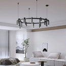 Axyaa Modern U-Shaped Chandelier Red Black Metal Cord Adjustable Dining Kitchen Bar