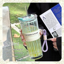 Axyaa Glass Straw Water Bottle for Girls, Large Capacity Ice Cup with Lid