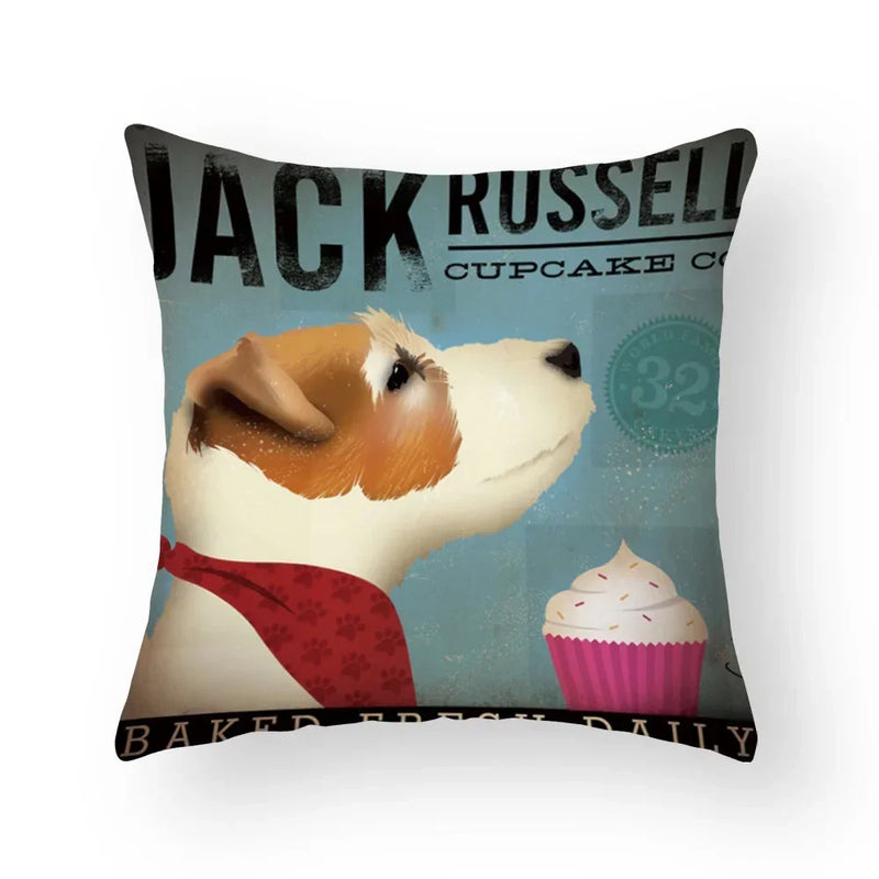 Funny Cartoon Cat & Dog Pillow Covers by Axyaa: Luxury Sofa Bed Decor Pillowcase