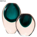 Axyaa Oval Glass Vase Desk Decoration Gradient Two Tone Flower Pot
