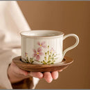 Axyaa Small Daisy Ceramic Coffee Mug Set with Saucer and Spoon