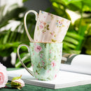 Axyaa Flower Tea Cup Set, 400ml Ceramic Coffee Mug for Couples