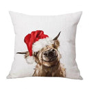 Axyaa Highland Cow Linen Pillow Cover - 45x45CM Home Sofa Throw Cushion for Bed & Car