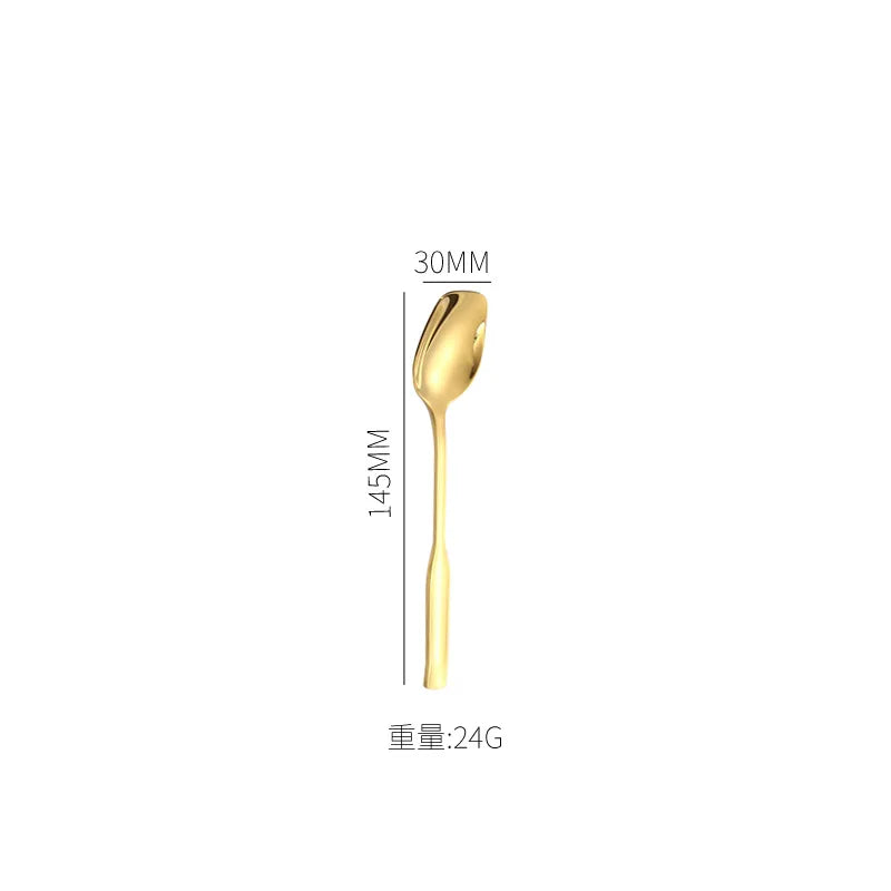 Axyaa Stainless Steel Long Handle Square Spoon Set for Dining and Desserts
