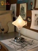 Axyaa Vintage Star Table Lamp with USB Charging - Artistic Glass Shade Bedside Light