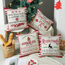 Axyaa Christmas Linen Cushion Cover - Decorative Printed Pillowcases for Bed and Sofa