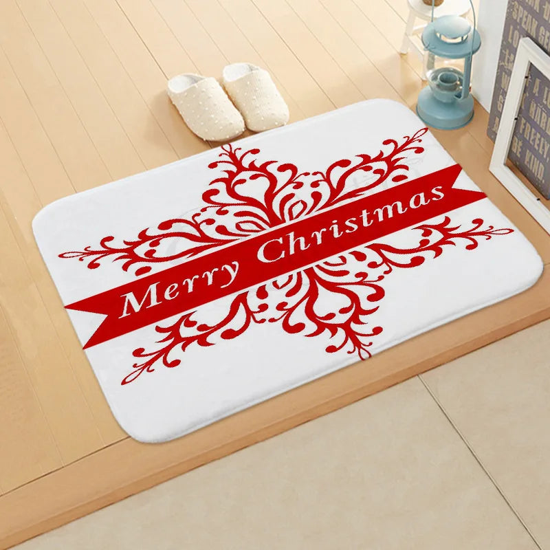 Santa Welcome Mat: Axyaa Christmas Claus Print Carpet for Home Decoration